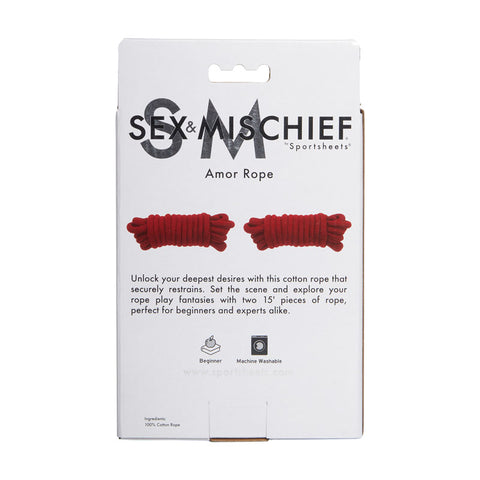Sex & Mischief Amor Rope 9 Metres Red Cotton Restraint Rope