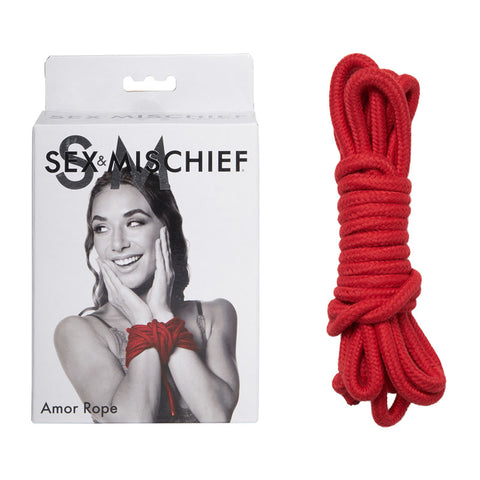 Sex & Mischief Amor Rope 9 Metres Red Cotton Restraint Red Rope