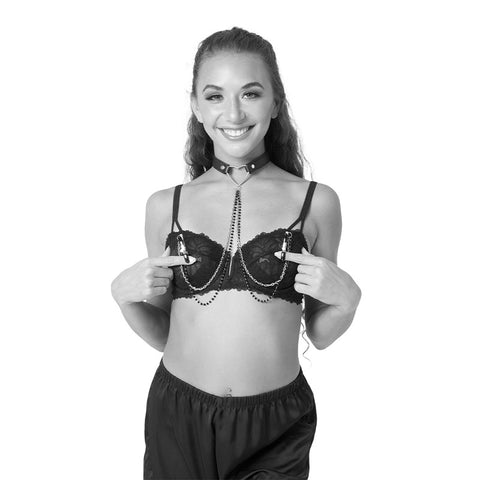 Sex & Mischief Amor Collar with Nipple Clamps Adjustable Nipple Clamps