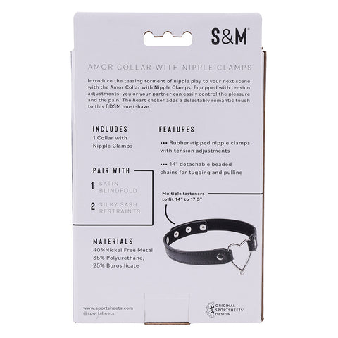 Sex & Mischief Amor Collar with Nipple Clamps Adjustable Nipple Clamps