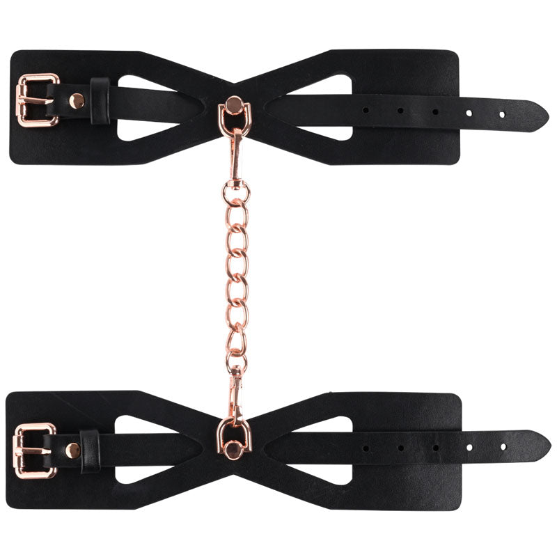 Sex & Mischief Brat Handcuffs – Faux Leather Corset Cutout Secondary image