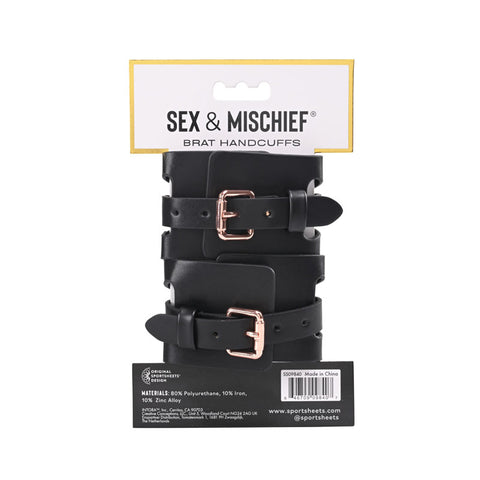 Sex & Mischief Brat Handcuffs in Rose Gold and Black > Bondage Gear > Restraints