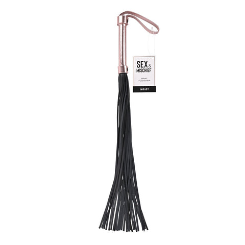 Sex & Mischief Brat Flogger with 30 Falls, 10.1 cm Length Black Whips & Paddles