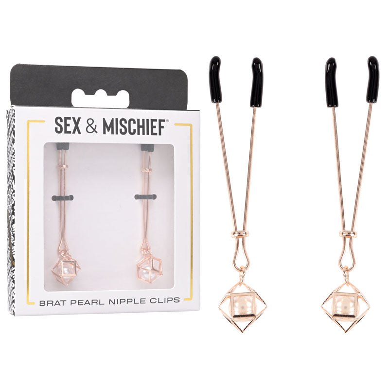 Sex & Mischief Brat Pearl Adjustable Nipple Clips – Set of 2 Clips > Sex Toys > Nipple Clamps