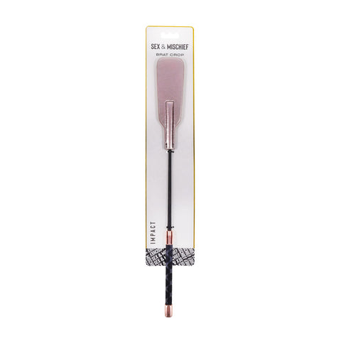 Sex & Mischief Brat Crop 47 cm with Rose Gold Tip Pink Whips & Paddles