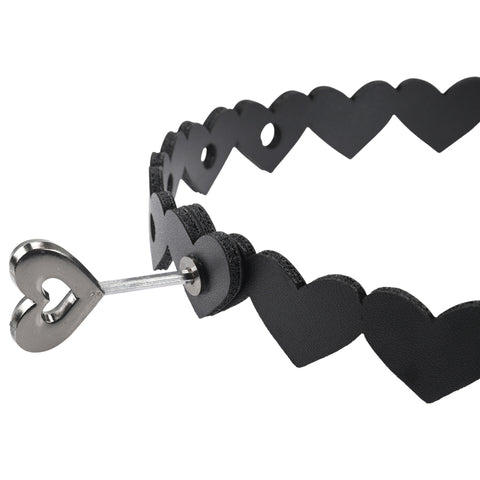 Sex and Mischief Heart Day Collar Choker Style Necklace in Faux Leather Womens Leather