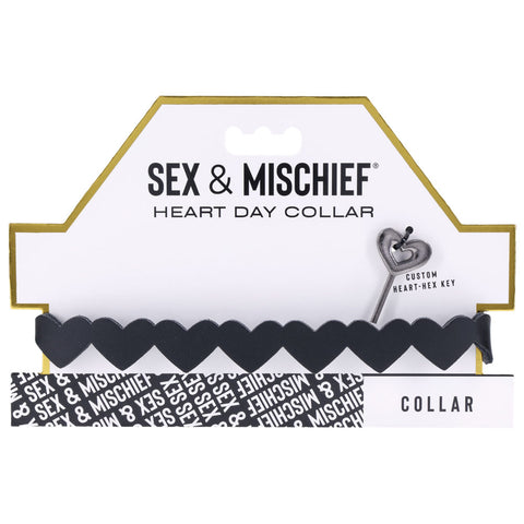 Sex and Mischief Heart Day Collar Choker Style Necklace in Faux Leather Womens Leather