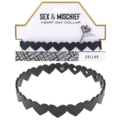 Sex and Mischief Heart Day Collar Choker Style Necklace in Faux Leather Womens Leather