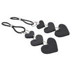 Heart Nipple Ties Black Faux Leather Sensual Adult Accessory > Sex Toys > Nipple Clips