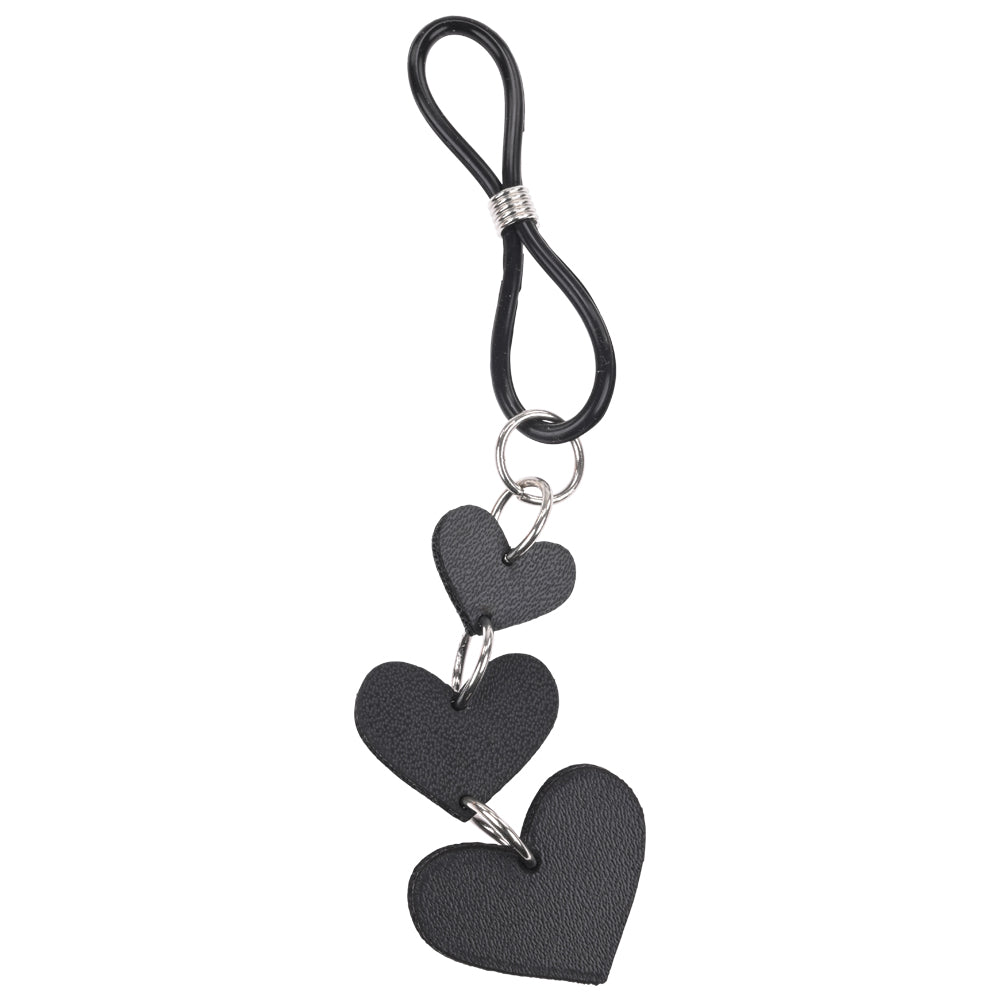 Heart Nipple Ties Black Faux Leather Sensual Adult Accessory Nipple Clamps