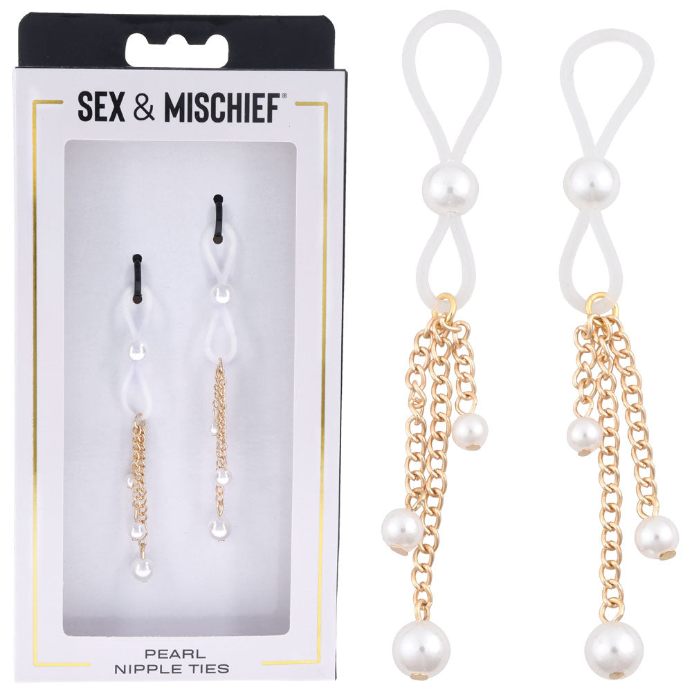 Sex & Mischief Pearl Nipple Ties – Elegant Nipple Accessory > Sex Toys > Nipple Clips