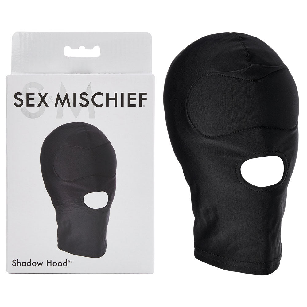 Sex & Mischief Shadow Hood (Black) – Adjustable Blindfold Mask for Deprivation and Control Play Black > Bondage Gear > Bondage Hoods