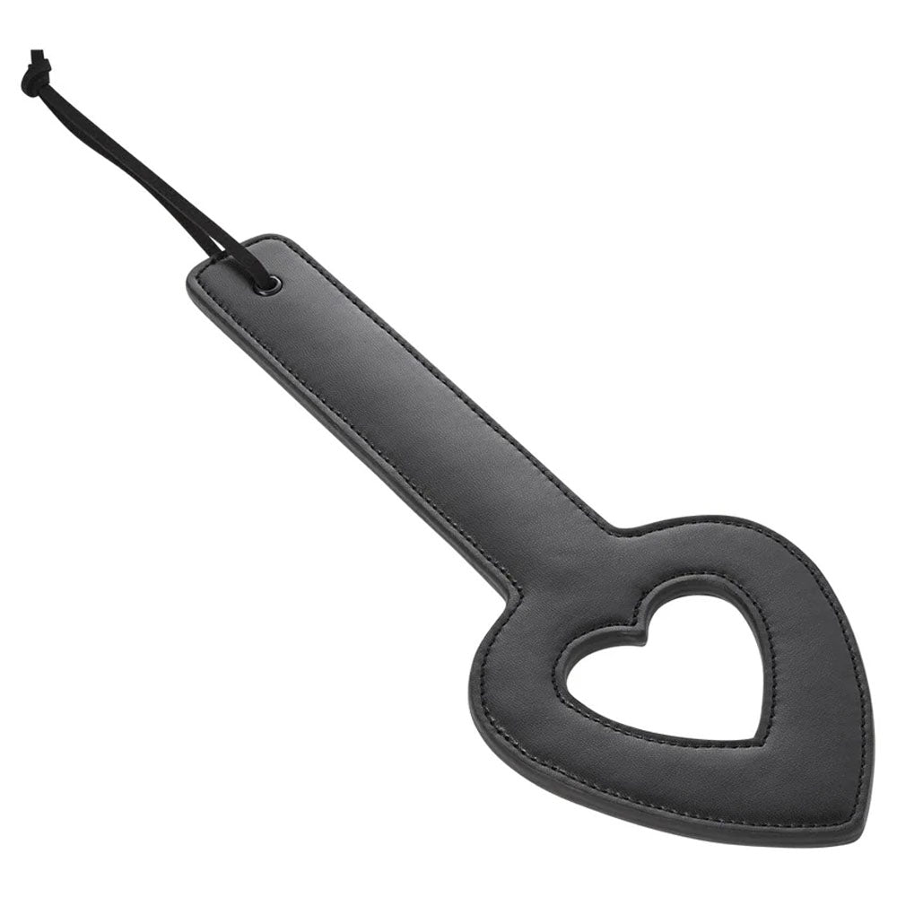 Sex & Mischief Shadow Heart Paddle in Black with Heart-Shaped End, Adjustable Wrist Strap for Impact Play and Sensory Enhancement > Bondage Gear > Paddles