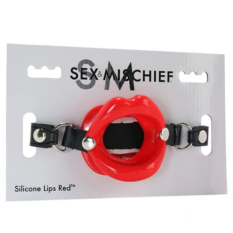 Sex & Mischief Silicone Lips Mouth Gag - Adjustable 63.5 cm Strap Gags