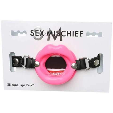 Sex & Mischief Silicone Lips Mouth Gag - 63.5 cm Strap Gags