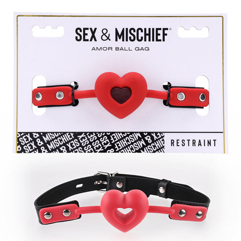 Sex & Mischief Amor Ball Gag - Adjustable Heart Gag Red > Bondage Gear > Restraints