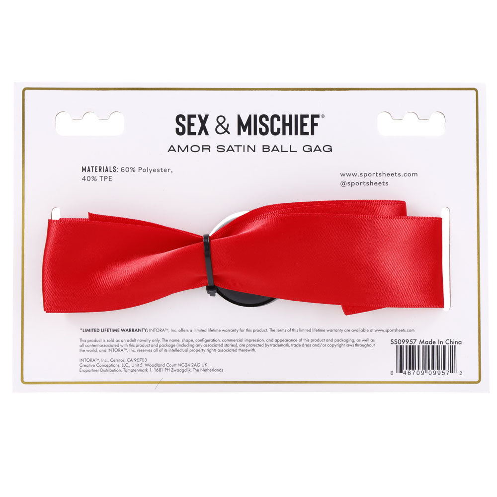 Sex & Mischief Amor Satin Ball Gag With Ribbon Drop > Bondage Gear > Gags and Bits