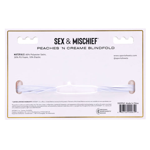 Sex and Mischief Peaches and Cream Blindfold Peach Eyemask Blindfold