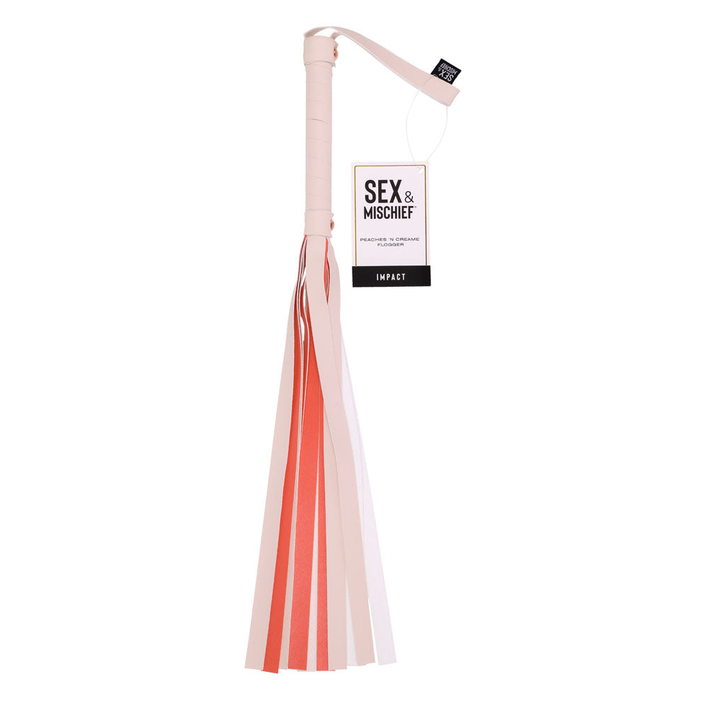 Sex & Mischief Peaches n CreaMe Stripe Flogger 80 cm - Peach Whip PeachPuff > Bondage Gear > Whips & Floggers