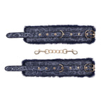 Sex and Mischief Navy and Gold Faux Fur Handcuffs with Adjustable Size and Chain Detailing > Bondage Gear > Restraints
