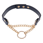 Sex & Mischief Cougar Day Collar Navy and Gold with Chain and Ring Size 38-43 cm > Bondage Gear > Collars & Leashes