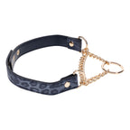 Sex & Mischief Cougar Day Collar Navy and Gold with Chain and Ring Size 38-43 cm > Bondage Gear > Collars & Leashes