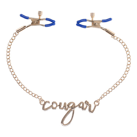 Sex & Mischief Cougar Nipple Clamps with 33 cm Gold Chain Nipple Clamps