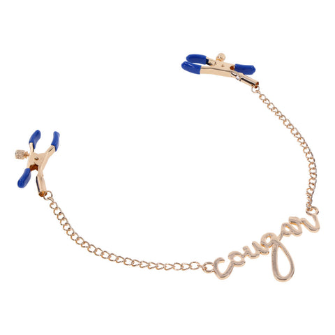 Sex & Mischief Cougar Nipple Clamps with 33 cm Gold Chain Nipple Clamps