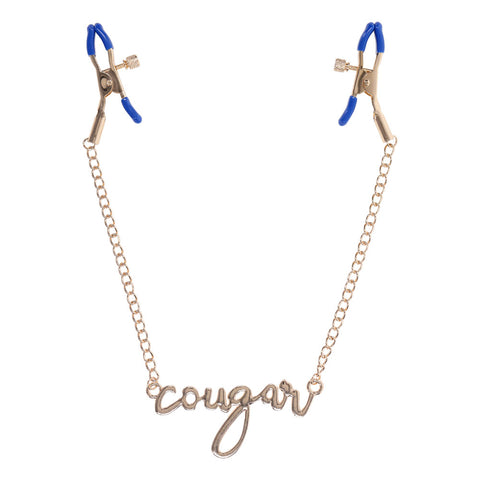 Sex & Mischief Cougar Nipple Clamps with 33 cm Gold Chain Gold Nipple Clamps