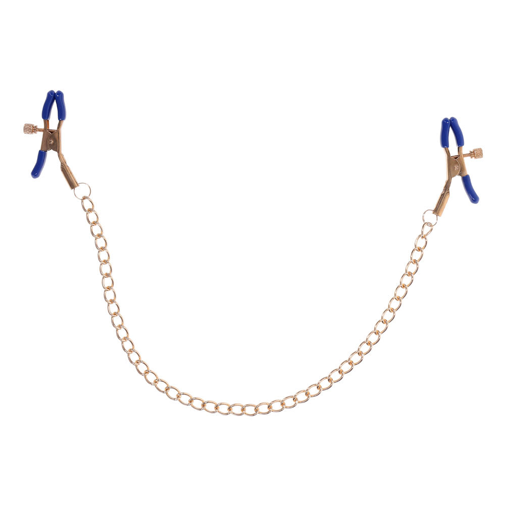 Sex & Mischief Cougar Chained Nipple Clamps (Gold) – Adjustable Tension Nipple Clamps Gold > Sex Toys > Nipple Clamps