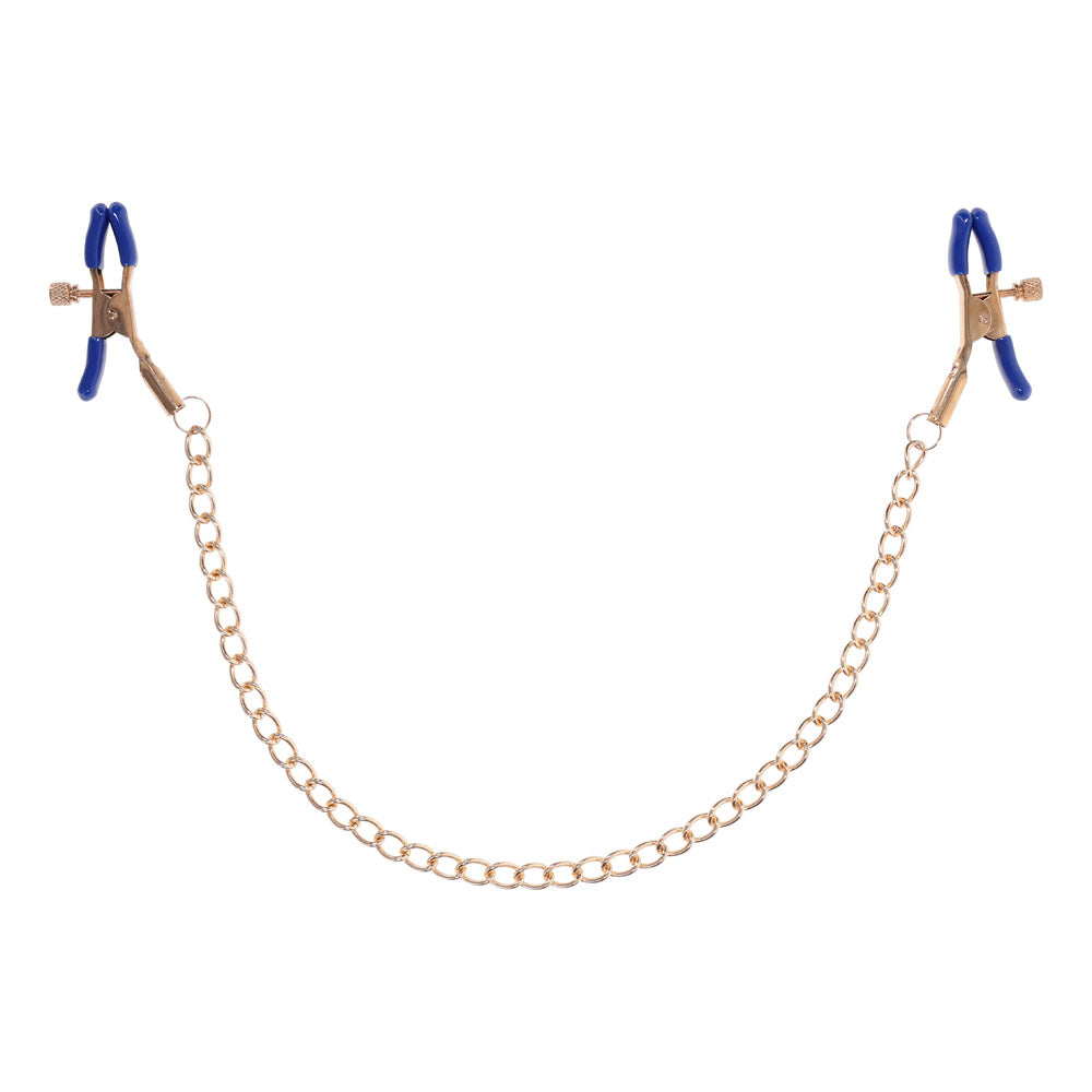 Sex & Mischief Cougar Chained Nipple Clamps (Gold) – Adjustable Tension Nipple Clamps > Sex Toys > Nipple Clamps