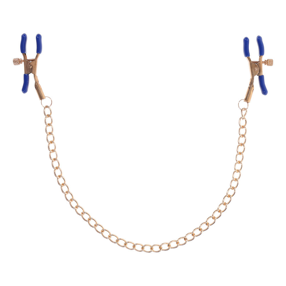Sex & Mischief Cougar Chained Nipple Clamps (Gold) – Adjustable Tension Nipple Clamps > Sex Toys > Nipple Clamps