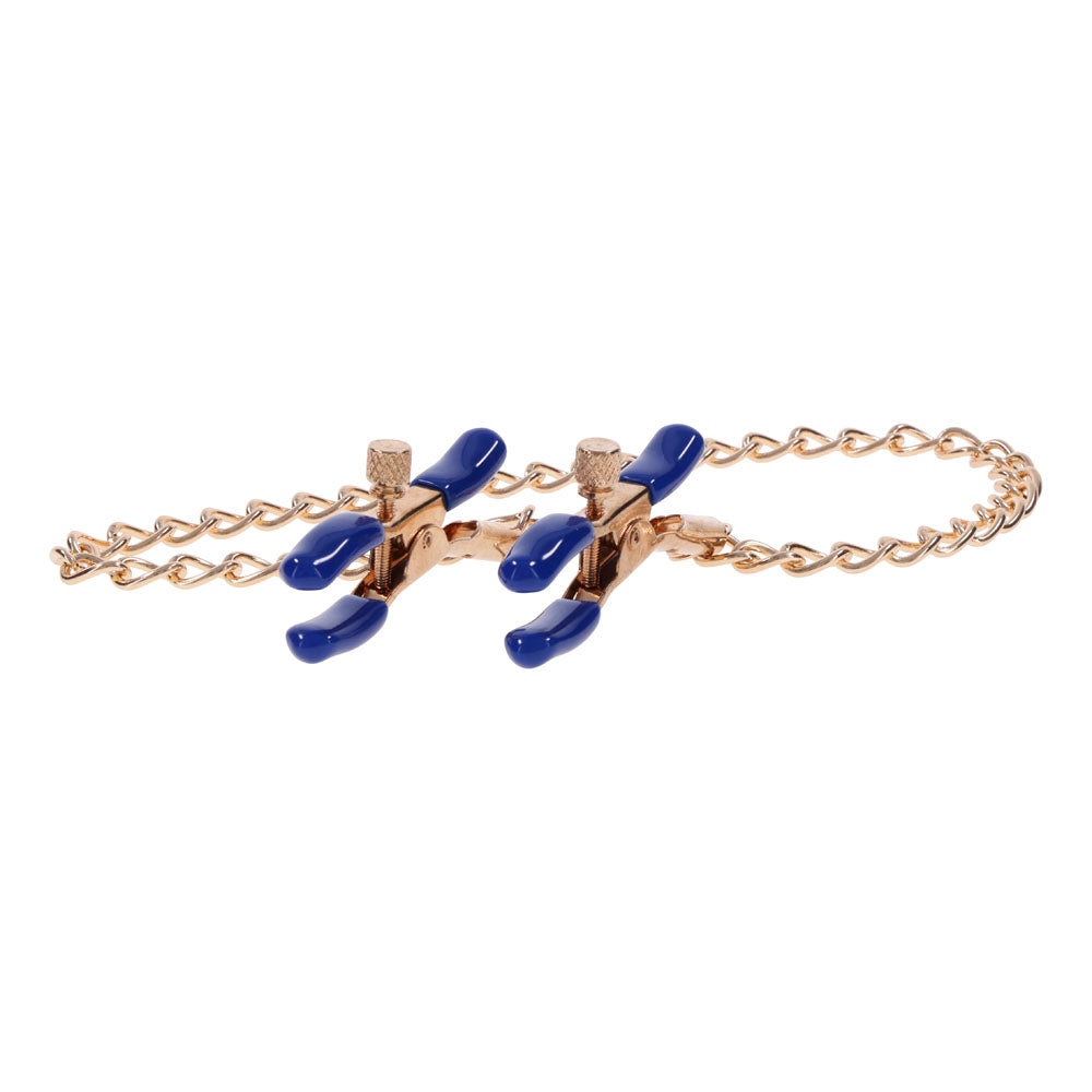 Sex & Mischief Cougar Chained Nipple Clamps (Gold) – Adjustable Tension Nipple Clamps > Sex Toys > Nipple Clamps