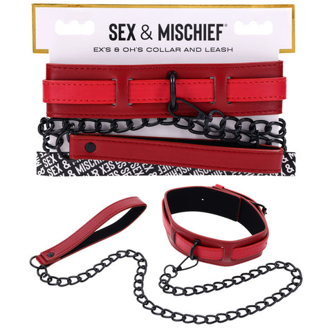 Sm Exs and Ohs Collar and Leash Neck Restraint Red > Bondage Gear > Collars