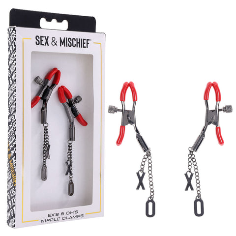 S&M Exs and Ohs Nipple Clamps Tipped Metal Nipple Clamps Set of 2 > Sex Toys > Nipple Clamps