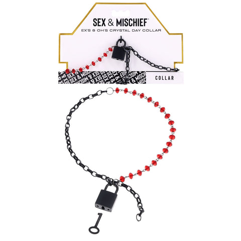 Sm Exs And Ohs Crystal Day Collar Black Collar Jewellery Red > Bondage Gear > Collars
