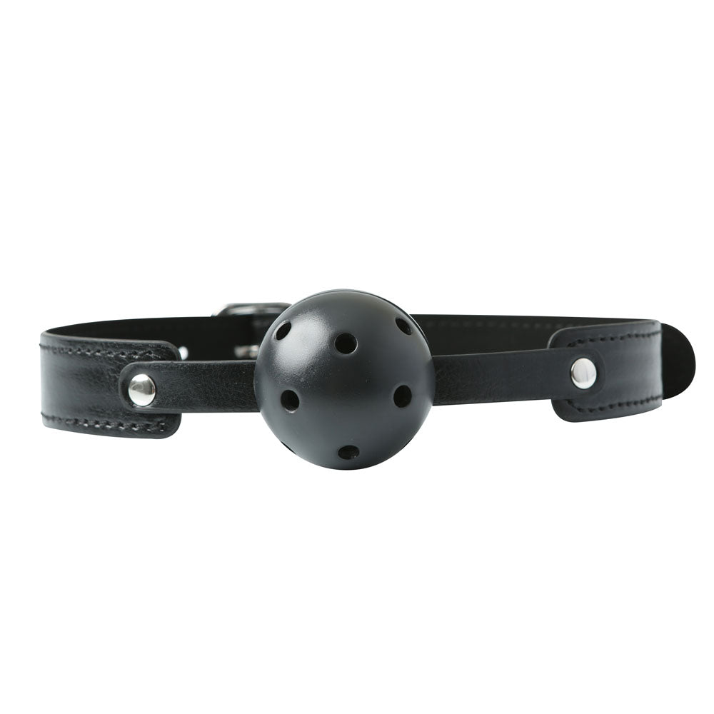 Sex & Mischief Breathable Black Ball Gag with 5 cm Diameter and Adjustable Strap - Mouth Restraint > Bondage Gear > Gags and Bits