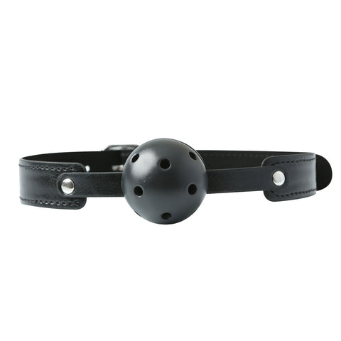 Sex & Mischief Breathable Black Ball Gag with 5 cm Diameter and Adjustable Strap - Mouth Restraint > Bondage Gear > Gags and Bits