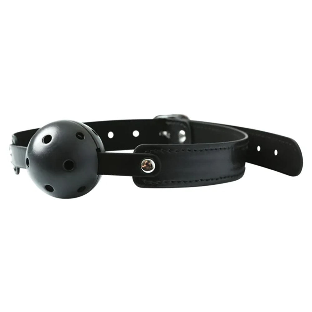 Sex & Mischief Breathable Black Ball Gag with 5 cm Diameter and Adjustable Strap - Mouth Restraint > Bondage Gear > Gags and Bits