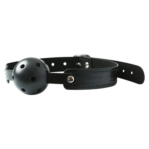 Sex & Mischief Breathable Black Ball Gag with 5 cm Diameter and Adjustable Strap - Mouth Restraint > Bondage Gear > Gags and Bits
