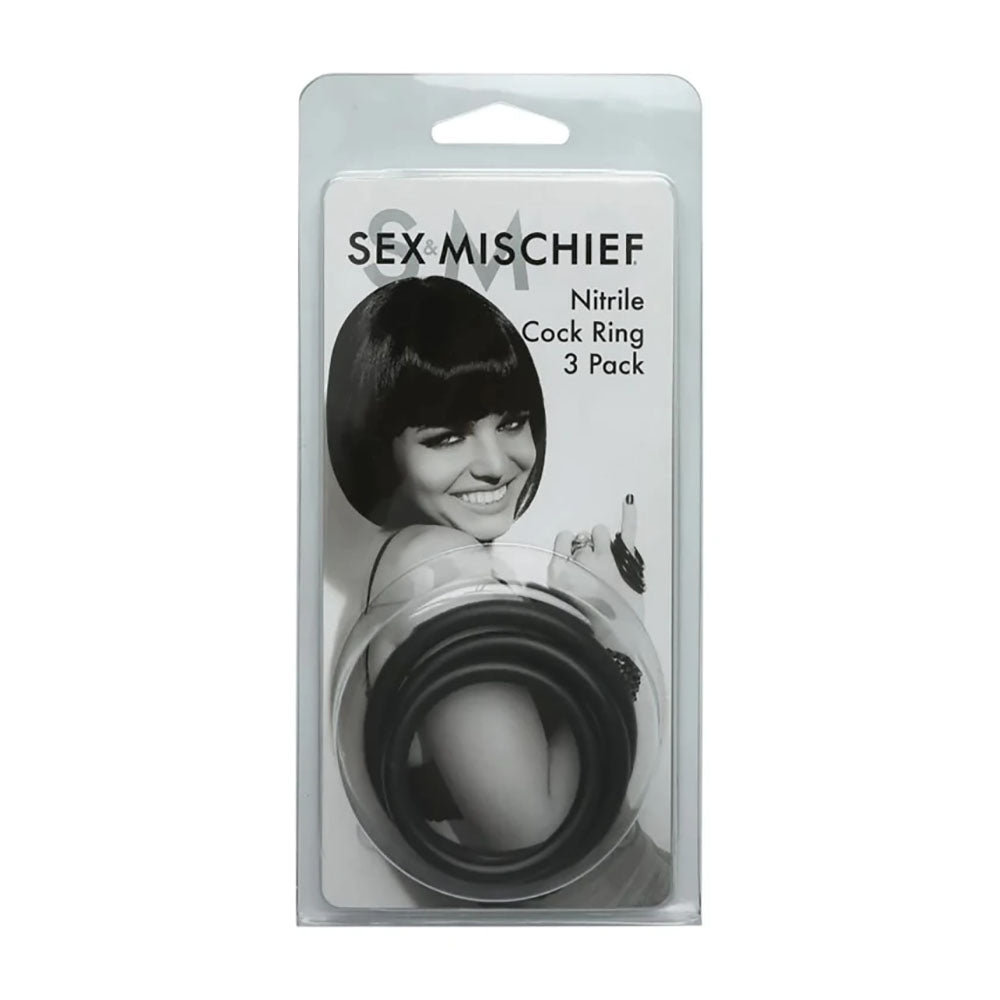 Sex & Mischief Nitrile Cock Ring 3 Pack – 1.5" - 2" > Cock Ring > Sets