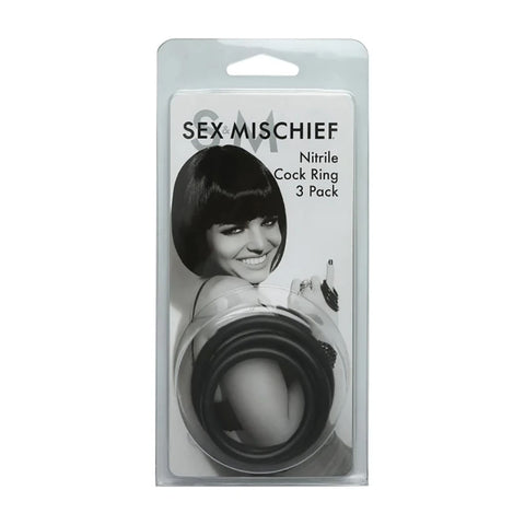 Sex and Mischief Nitrile Cock Ring Set 3 Pack for Enhanced Pleasure COCK RING Set