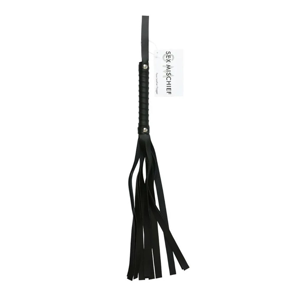 Sex and Mischief Faux Leather Flogger for Sensation Play 24 Inches Black Whips & Paddles