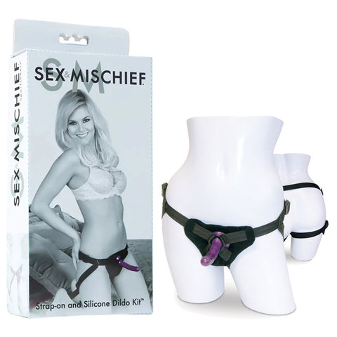 Sex and Mischief Strap-On Silicone Dildo Kit Black STRAP-ONS