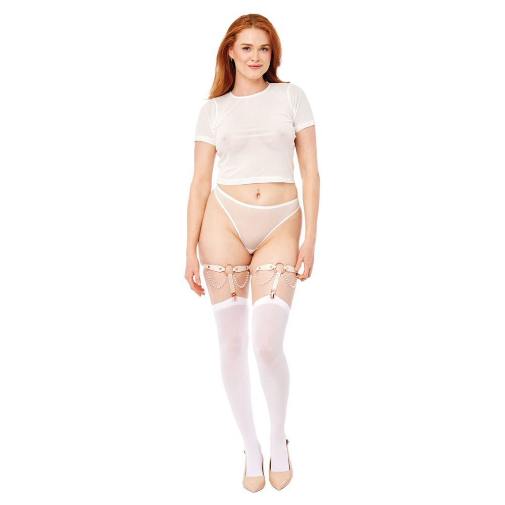 Peaches N Creame Pearl Garters (Peach) – Elegant Garters > Clothes > Hosiery > Garterbelt Sets