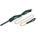 Sex & Mischief Indica Cutout Collar and Leash (Emerald Green/Gold) – Luxury Restraint Set > Bondage Gear > Collars & Leashes
