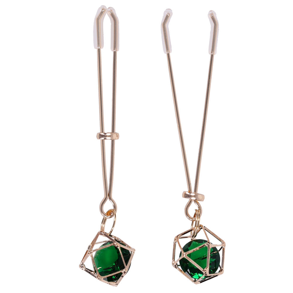 Indica Crystal Nipple Clips (Green) – Adjustable Tension Nipple Clips > Sex Toys > Nipple Clips