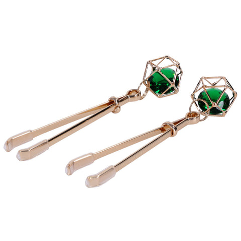 Indica Crystal Nipple Clips (Green) – Adjustable Tension Nipple Clips