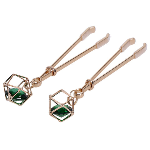 Indica Crystal Nipple Clips (Green) – Adjustable Tension Nipple Clips