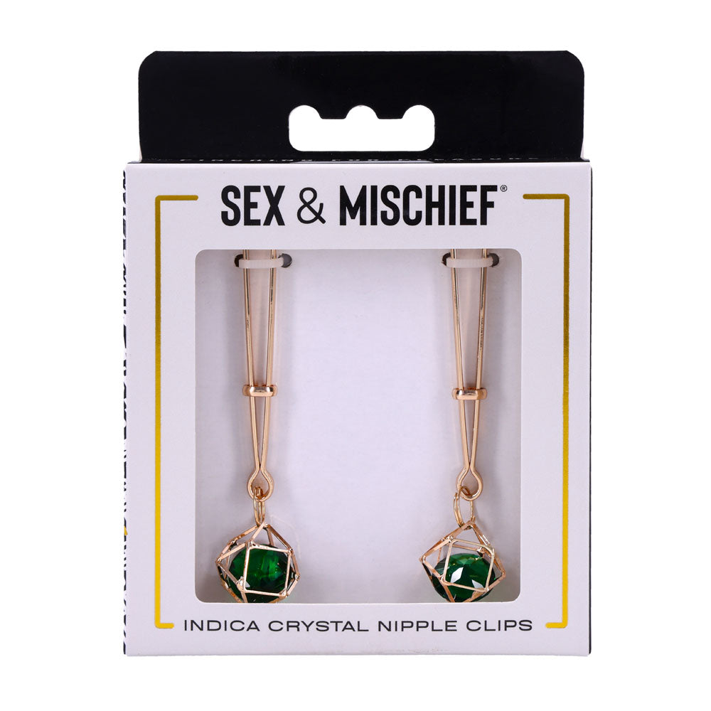 Indica Crystal Nipple Clips (Green) – Adjustable Tension Nipple Clips > Sex Toys > Nipple Clips